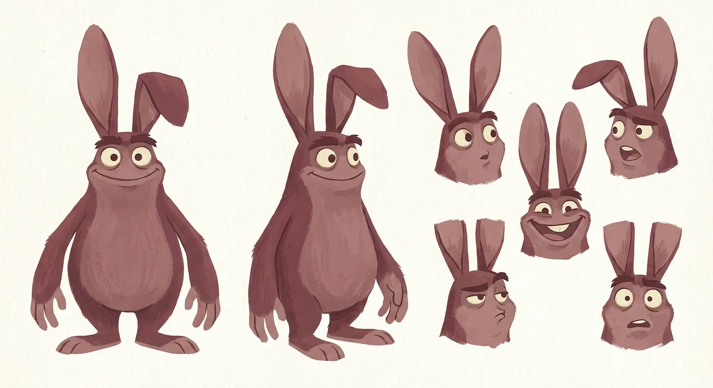 An early, rounder rabbit, tried once and then set aside.