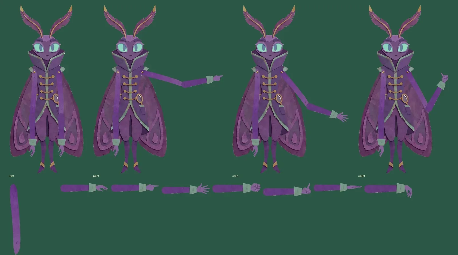 The moth's body laid out beside its own folded, separate wings.