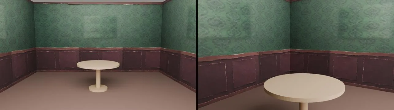 Before the wallpaper and lamp: the study as a bare box.
